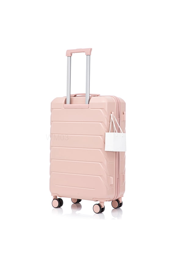 Pink ABS 28 Inch Checked Suitcase, 4 Multi-Directional Wheels &; TSA Lock, Large Travel Luggage