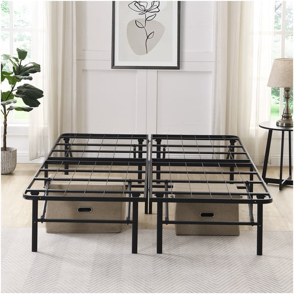 CHAMPFLAG Queen Size Folding Bed Frame 14 Inch High, Strong Metal Platform with Under Bed Clearance, Easy Lock Assembly