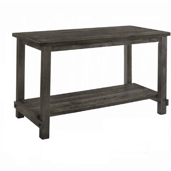 CHAMPFLAG Rectangular Counter Height Dining Table with Bottom Shelf, Gray Wood Kitchen Table for Small Space, Contemporary Style