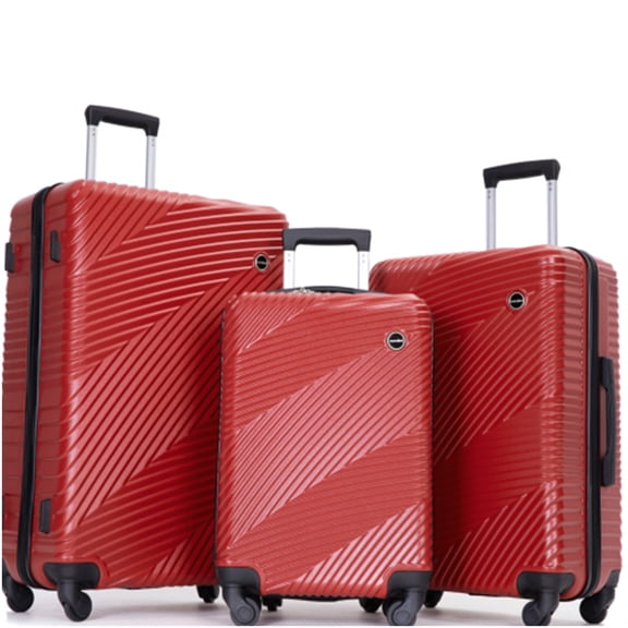 CHAMPFLAG Red Hardside Spinner Luggage 3 Piece Set, Lightweight TSA Lock Suitcase for Travel, 20 24 28 Inch
