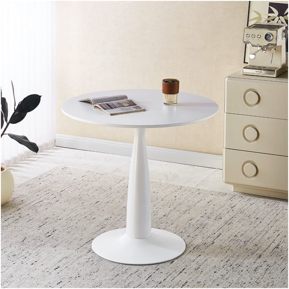 CHAMPFLAG Round Pedestal Dining Table for Small Space, 31.5 Inch White Tulip Table, Multi-Functional Modern Coffee Table & Kitchen Nook Table