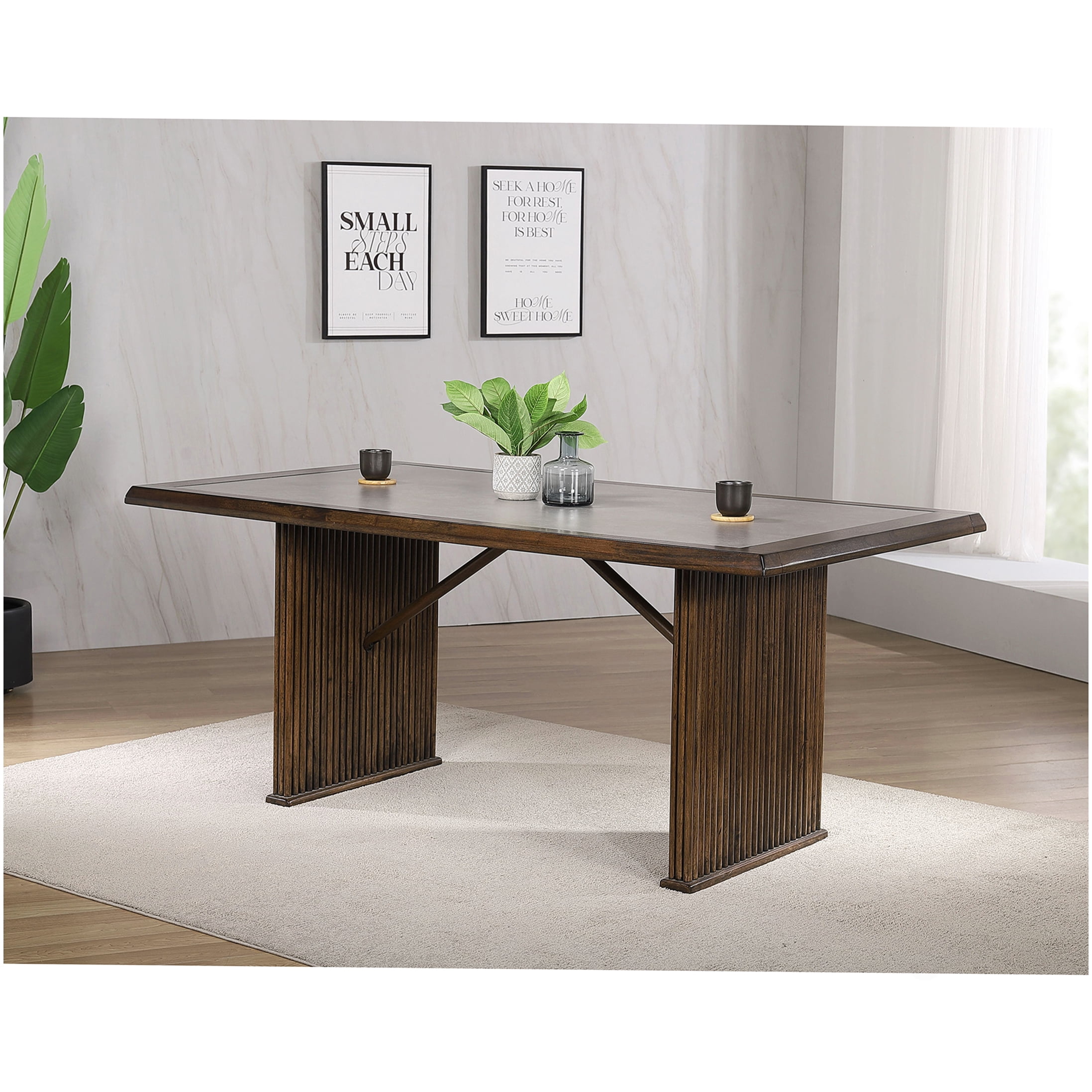 CHAMPFLAG Scratch-Resistant Rectangular Dining Table, Brown 72 Inch ...