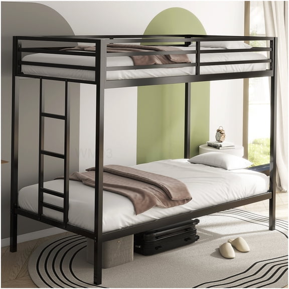 CHAMPFLAG Space Saving Twin Bunk Bed with Ladder, Heavy Duty Metal Frame for Dorms, Small Rooms & Apartments
