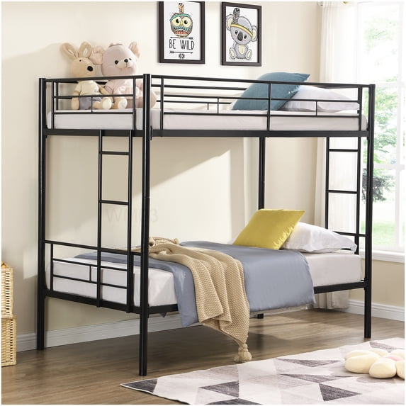 CHAMPFLAG Space Saving Twin Bunk Bed with Stairs, Steel Frame Structure ...