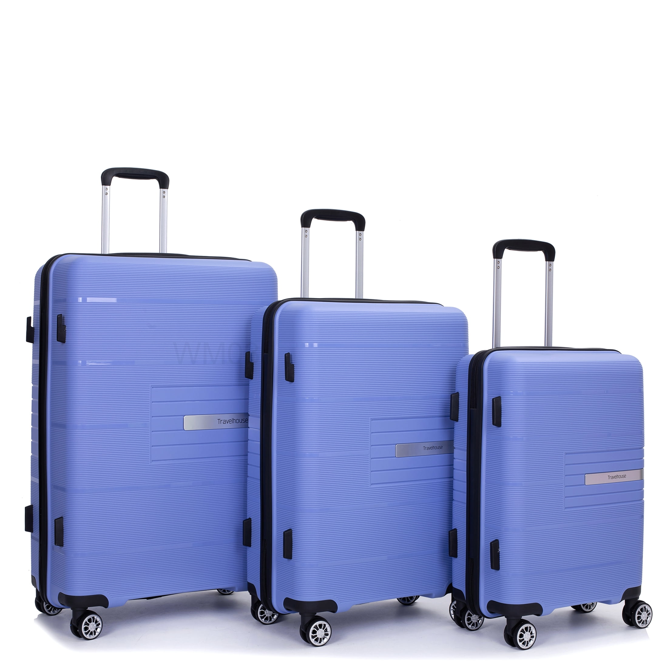 CHAMPFLAG TSA Lock Hard Shell Luggage Set 3-Piece, Lightweight ABS Suitcase with 360° Spinner Wheels in Modern Purplish Blue