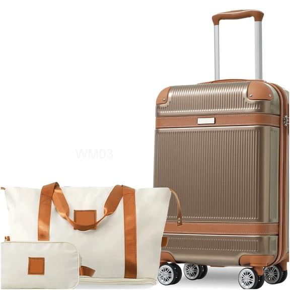 CHAMPFLAG TSA Lock Hardshell Suitcase Set 3-Piece, Lightweight Copper ABS Carry-On with 360 Spinner Wheels, Expandable Travel Luggage for Men &; Women