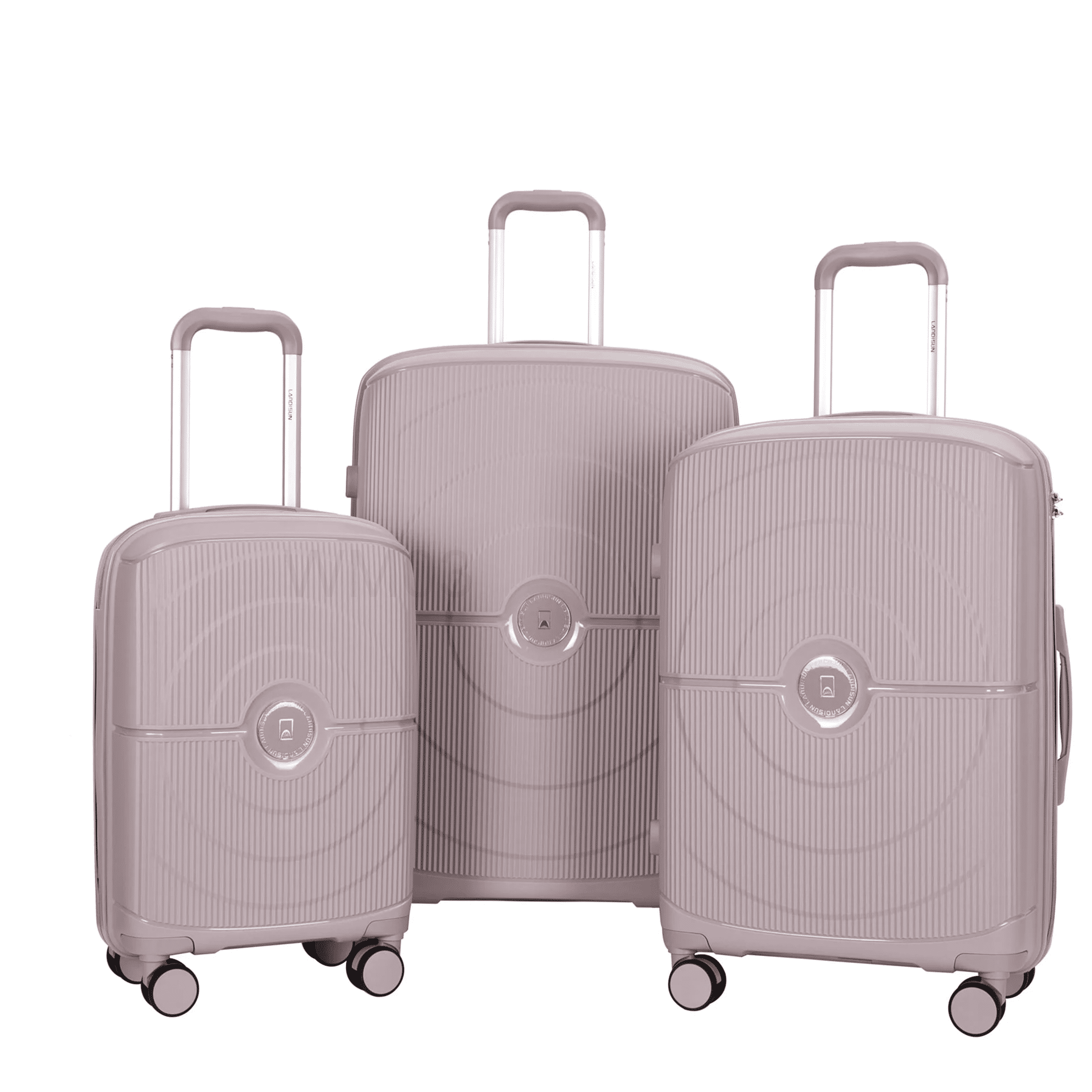 CHAMPFLAG TSA Lock Hardside Luggage 3 Piece Set, Spinner Wheel Suitcases Carry On 20" 24" 28" for Travel, Greige Polypropylene