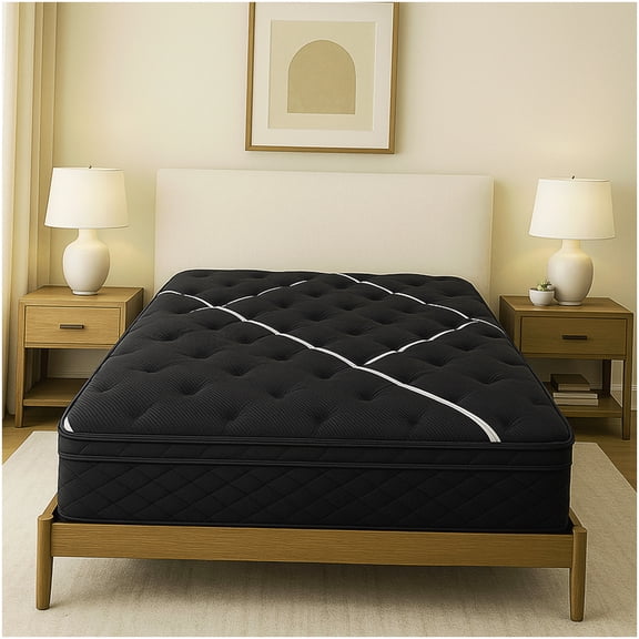 CHAMPFLAG Twin Size Hybrid Mattress, 12 Inch Medium Firm, Cooling Gel Memory Foam, Pocketed Coils, Motion Isolation, Edge Support, Euro Top, Bed in a Box
