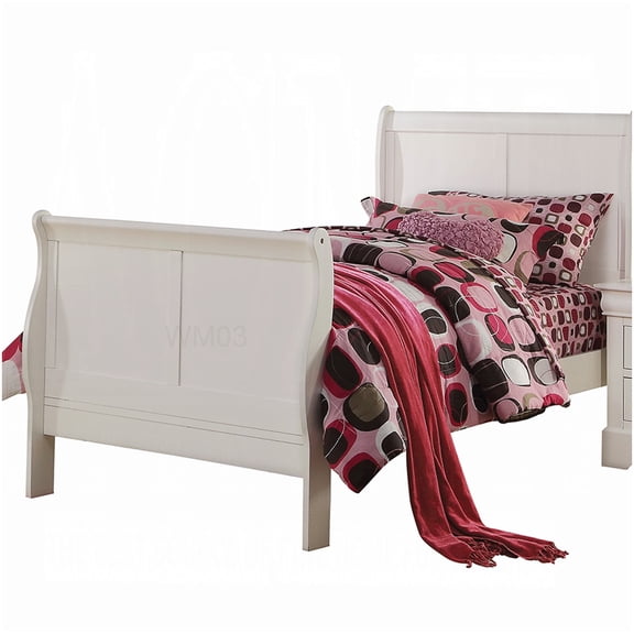 CHAMPFLAG White Full Size Upholstered Sleigh Bed Frame, Wood Slat Support, No Box Spring, Louis Philippe Inspired Platform Bed