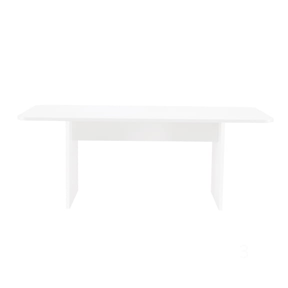 CHAMPFLAG White Rectangular Dining Table, Modern Sled Base Design for Kitchen and Dining Room