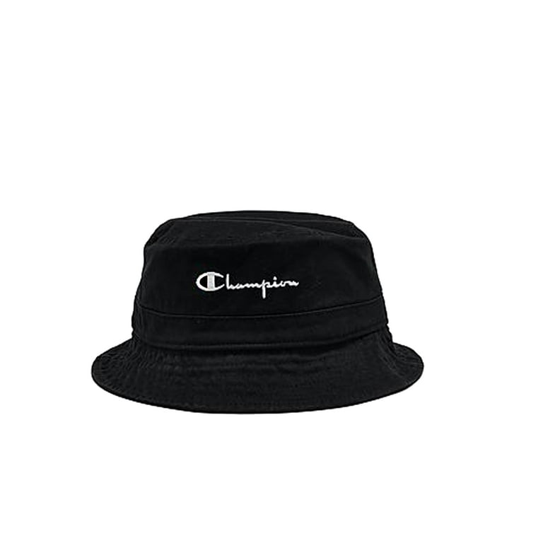 CHAMPION Black Bucket Cap Garment Washed Dome Hat Black