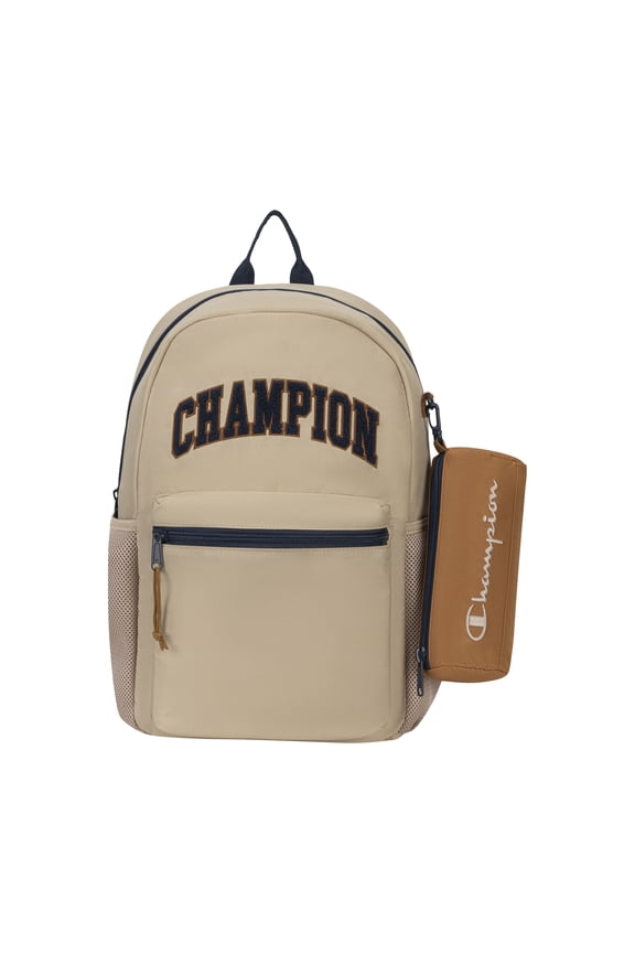 Unisex 18 Inch Campus Backpack Tan Combination with Padded Laptop Sleeve