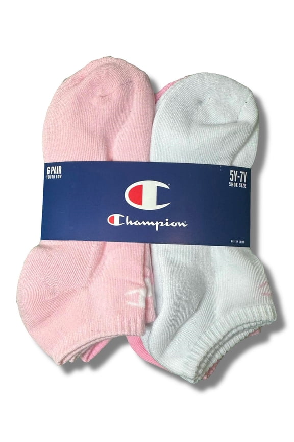 SOCKS GIRLS X6 - LOW CUT 253 - PINK WHITE SOL- SHOE 5Y-7Y / 9-11 6 PACK