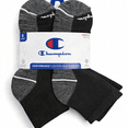 thumbnail image 1 of CHAMPION SOCKS WOMEN'S - HIGH QUARTER 263 - BLACK GREY 3 - SHOE SZ 4-10 PACK 6, 1 of 1