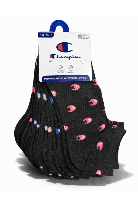 SOCKS WOMEN'S - LOW CUT - 263 MINI LOGO BLACK - SHOE SZ 4-10 PACK 10