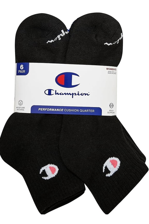 SOCKS WOMEN'S - QUARTER CUT - 253 BLACK PINK - SHOE SZ 5-9 PACK 6