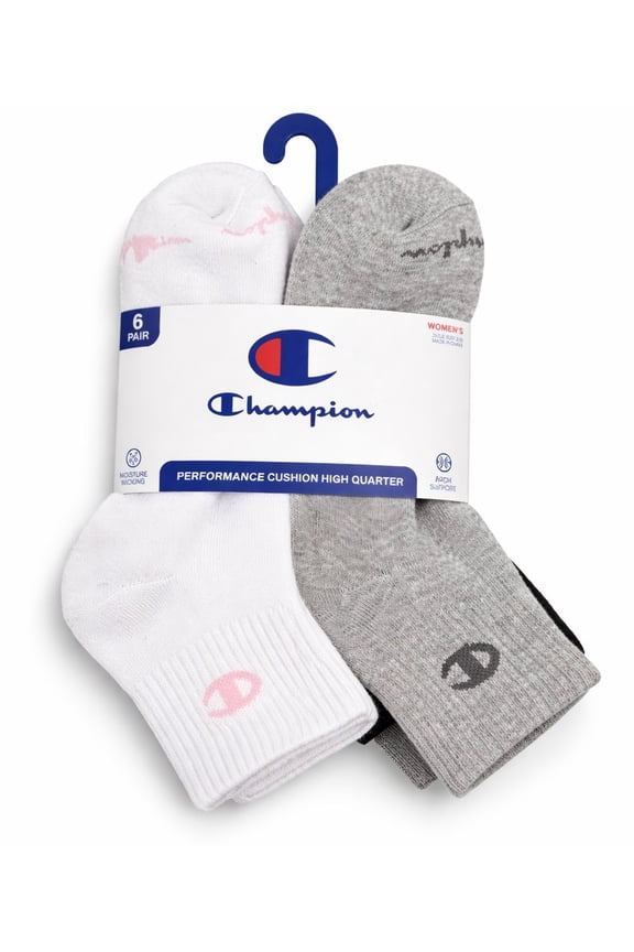 SOCKS WOMEN'S - QUARTER CUT 263 - WHITE GREY - SHOE SZ 5-9 PACK 6