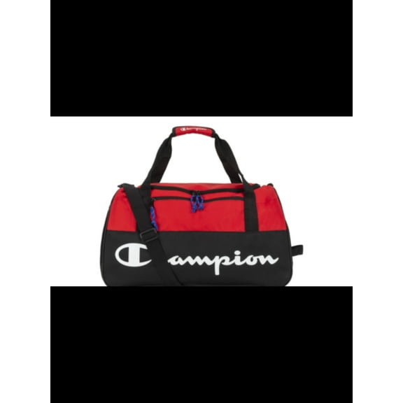 CHAMPION Women's Red Utility Embroidered Polyester Mesh Color Block Logo Graphic Adjustable Strap Duffle & Weekend Bag