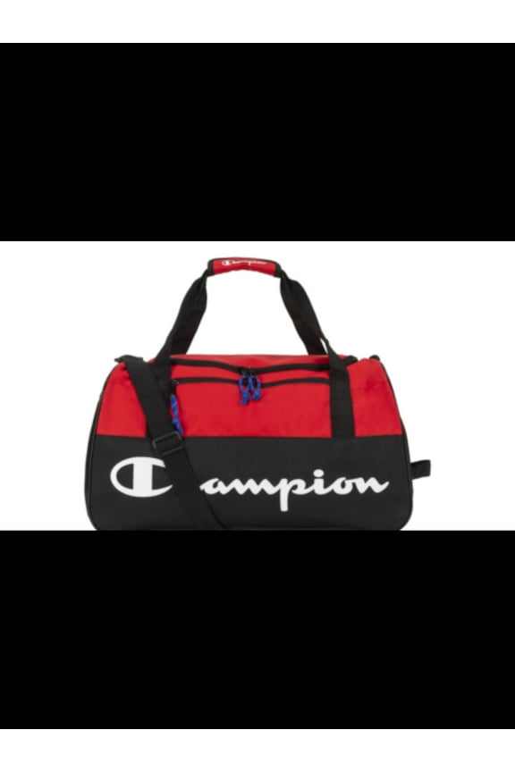 Women's Red Utility Embroidered Polyester Mesh Color Block Logo Graphic Adjustable Strap Duffle & Weekend Bag