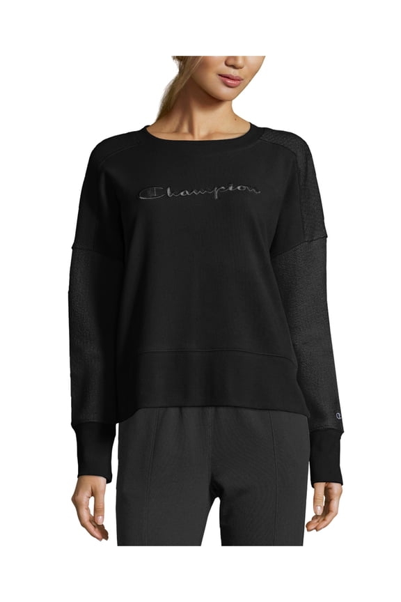 Womens Black Logo Graphic Long Sleeve Crew Neck Sweater Size: XS