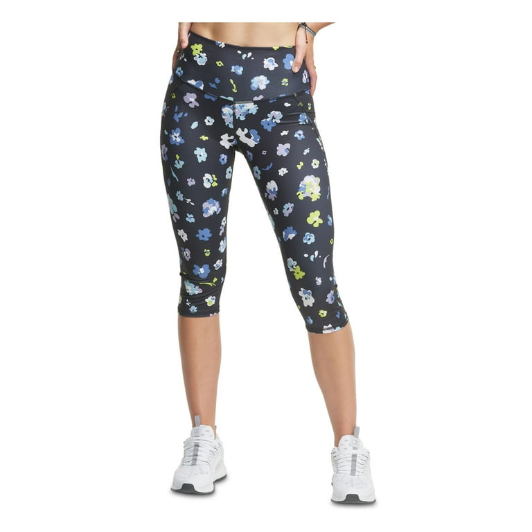 CHAMPION Womens Black Stretch Moisture Wicking Odor Technology Built-in  Pocket Floral Active Wear Cropped Leggings S 