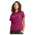 thumbnail image 1 of CHAMPION Womens Pink Ribbed Logo Graphic Short Sleeve Crew Neck Active Wear T-Shirt S, 1 of 3