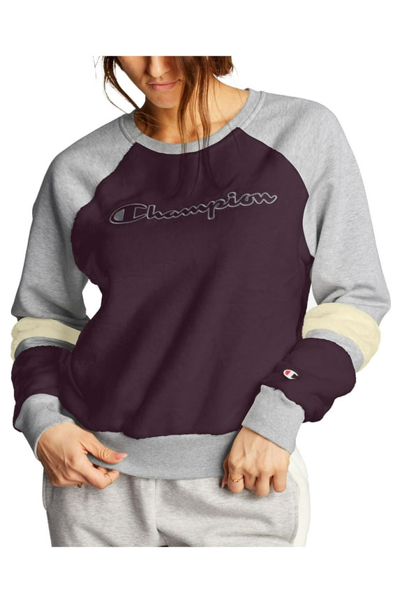 Womens Purple Color Block Long Sleeve Crew Neck Top Size: XS