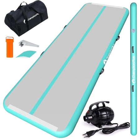 CHAMPIONPLUS Air Track Inflatable Tumble Track Gymnastic Tumbling Mat for Home Yoga Mint Green 10ft