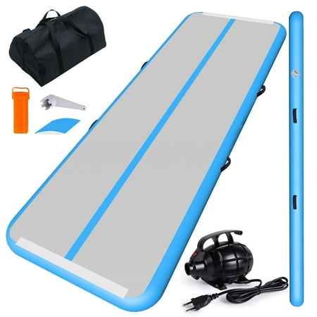 CHAMPIONPLUS Air Track Inflatable Tumble Track Gymnastics Tumbling Mat for Home Yoga 10ft Blue