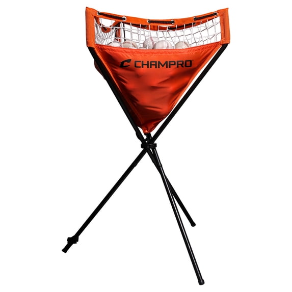 CHAMPRO 3' x 2' Portable Ball Caddy Carry Bag with Stand for Baseball, Softball, and More