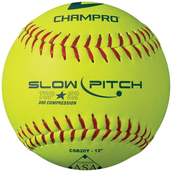 CHAMPRO ASA 12" Slowpitch Softballs, Leather Cover, 12 Pack