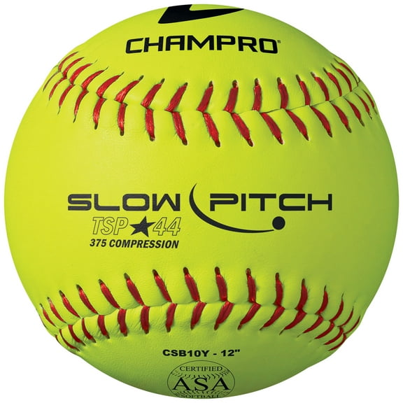 CHAMPRO ASA 12" Tournament Slowpitch Softballs, .44 COR, 12 Pack