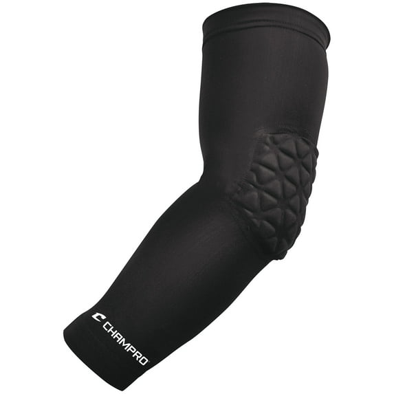 CHAMPRO Compression Arm Sleeve with Elbow Padding, Medium, Black
