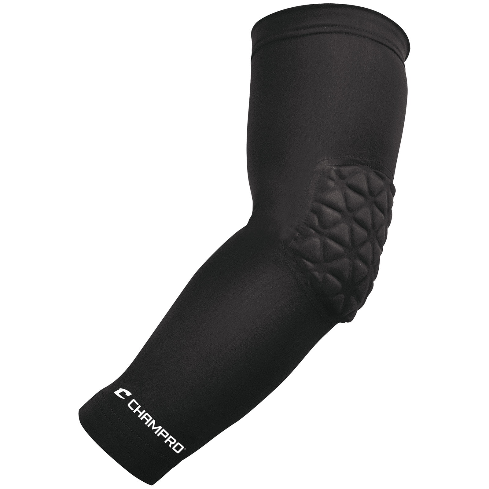 CHAMPRO Compression Arm Sleeve with Elbow Padding, Small, Black 