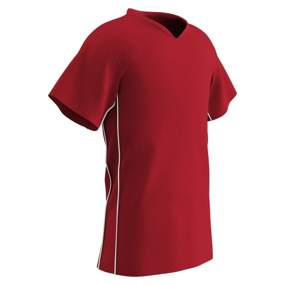 CHAMPRO Header Lightweight Soccer Jersey, Adult Large, Scarlet, White Trim