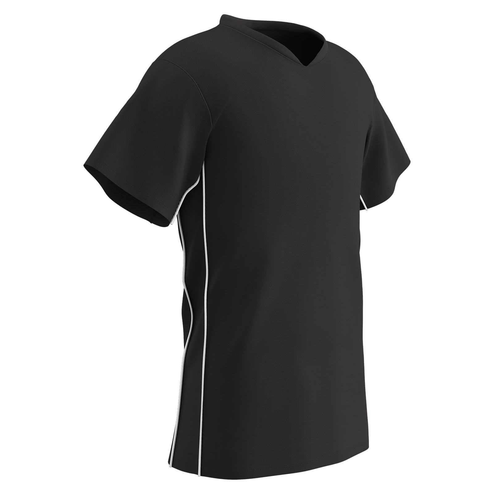 CHAMPRO Header Lightweight Soccer Jersey, Adult X-Large, Black, White Trim
