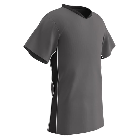 CHAMPRO Header Lightweight Soccer Jersey, Adult X-Large, Charocal, Black Highlights, White Trim