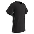 thumbnail image 1 of CHAMPRO Header Lightweight Soccer Jersey, Youth Large, Black, White Trim, 1 of 2