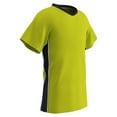 thumbnail image 1 of CHAMPRO Header Lightweight Soccer Jersey, Youth Medium, Optic Yellow, Navy Highlights, White Trim, 1 of 2