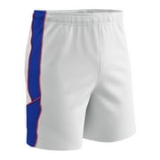 CHAMPRO Header Soccer Shorts, Adult Large, White, Royal Inserts, Scarlet Trim