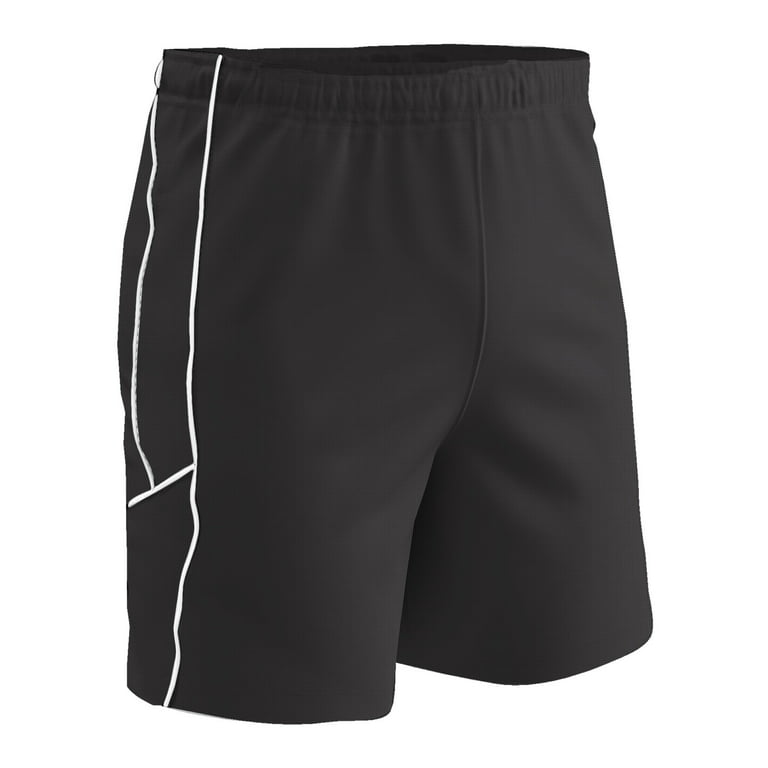 CHAMPRO Header Soccer Shorts, Youth Medium, Black, White Trim