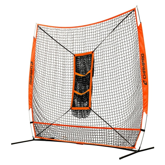 CHAMPRO MVP Portable Baseball/Softball Training Screen with 3-Pocket Net Attachment, 7'x7'