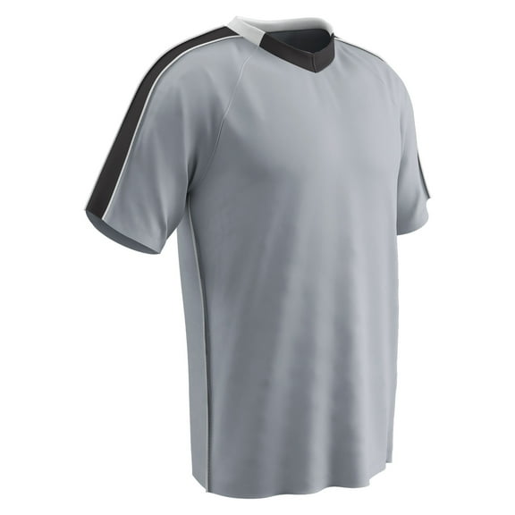 CHAMPRO Mark Lightweight Soccer Jersey, Adult Medium, Silver, Black Highlights, White Trim