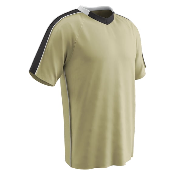 CHAMPRO Mark Lightweight Soccer Jersey, Adult Medium, Vegas Gold, Black Highlights, White Trim