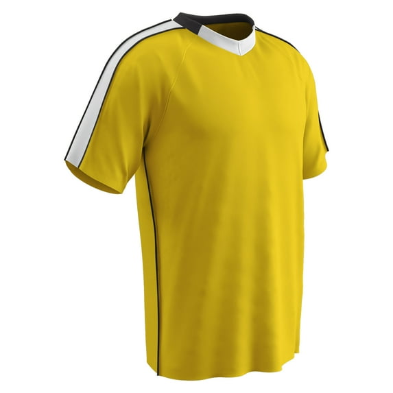 CHAMPRO Mark Lightweight Soccer Jersey, Adult X-Large, Gold, White Highlights, Black Trim