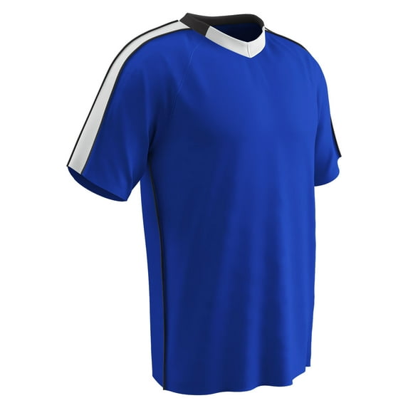 CHAMPRO Mark Lightweight Soccer Jersey, Youth Large, Royal, White Highlights, Black Trim