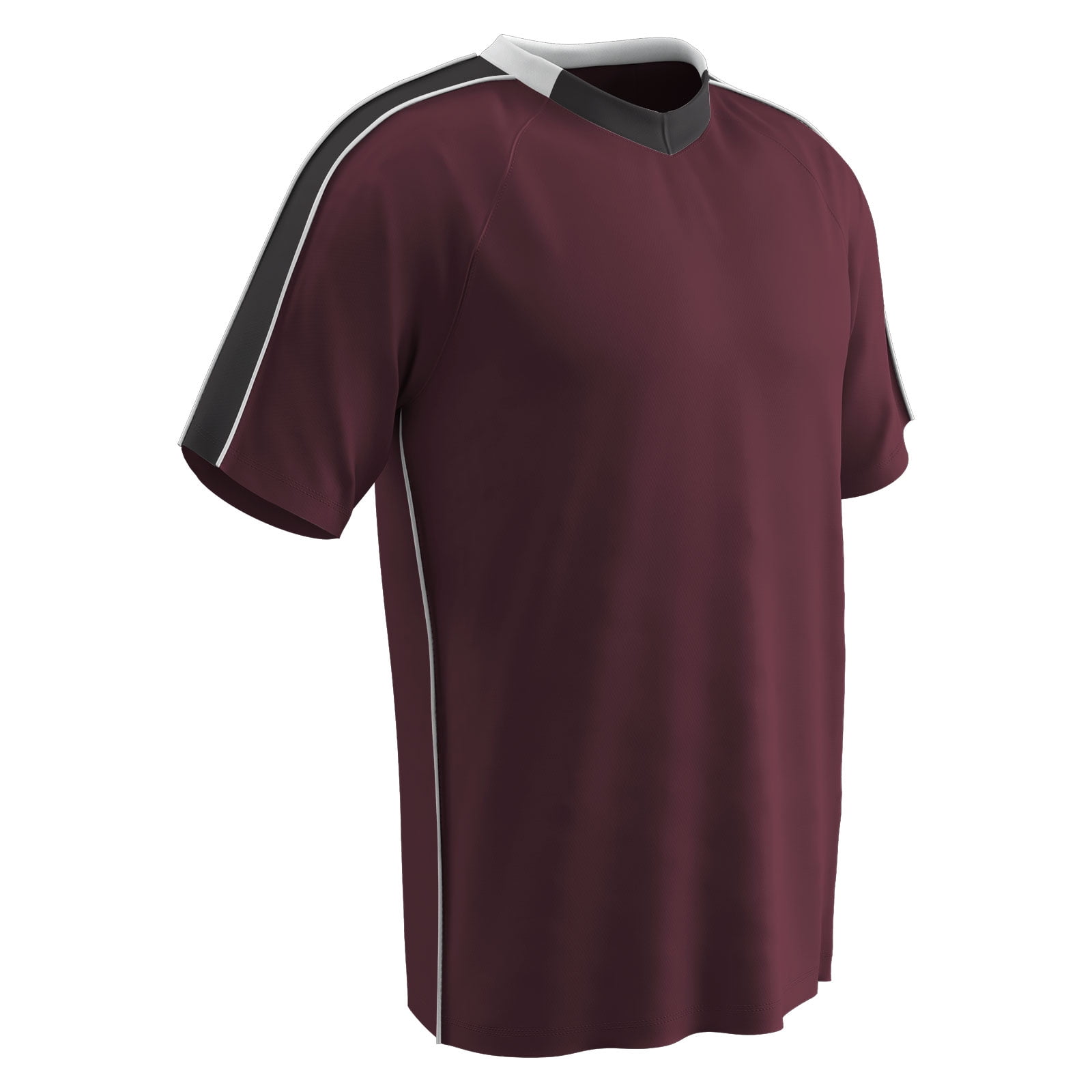 CHAMPRO Mark Lightweight Soccer Jersey, Youth Medium, Maroon, Black Highlights, White Trim