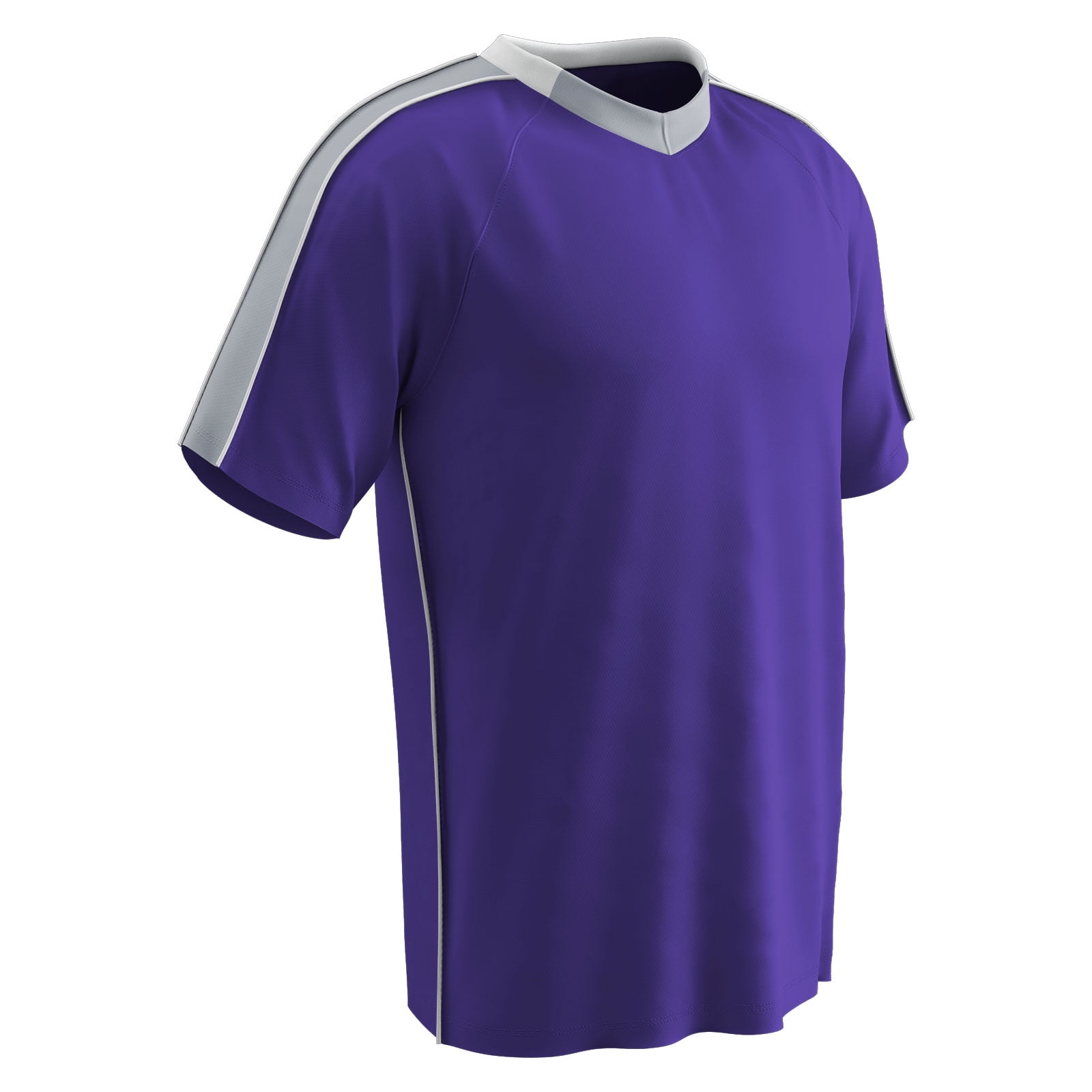 CHAMPRO Mark Lightweight Soccer Jersey, Youth Small, Purple, Silver Highlights, White Trim