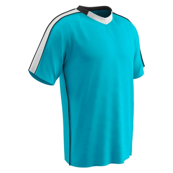 CHAMPRO Mark Lightweight Soccer Jersey, Youth X-Large, Neon Blue, White Highlights, Black Trim