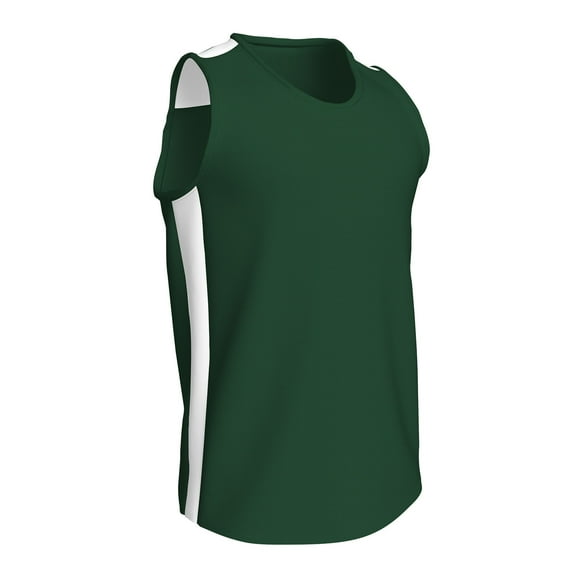 CHAMPRO Miler Track Jersey, Youth Small, Forest Green, White Highlights